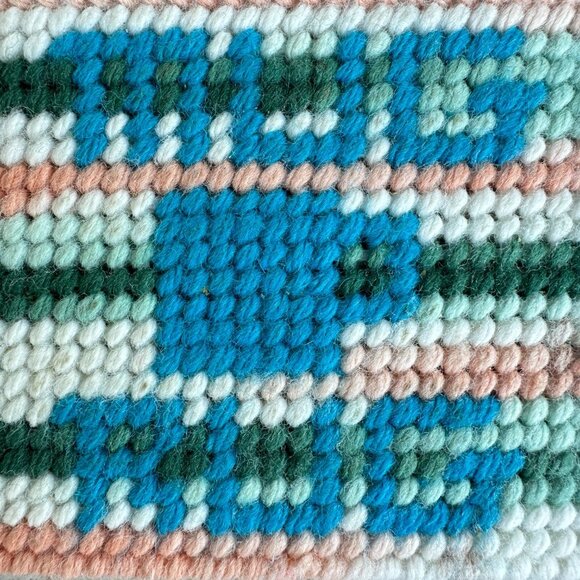 Needlepoint Mug Rug Coaster with Fringe Ends - Picture 2 of 10